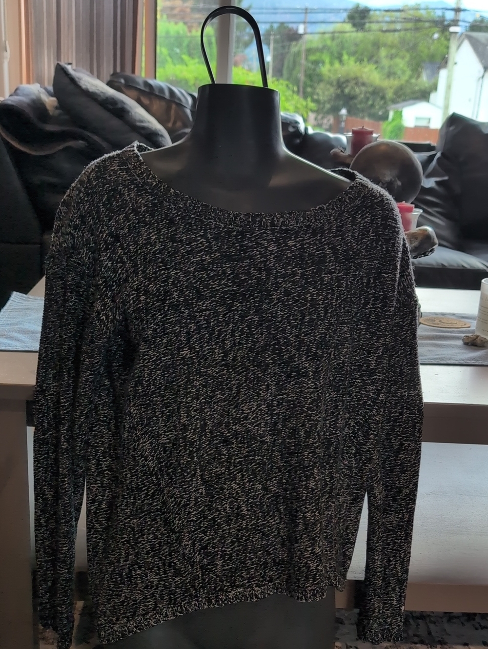 Women’s Black & White Marled Sweater